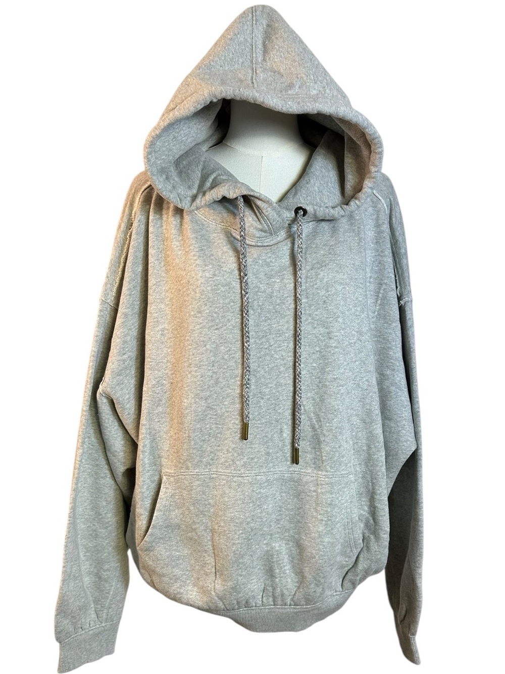 Free People Oversized Of A Feather Hoodie Sweatshirt Heather Gray Size Large NWT - Picture 4 of 13